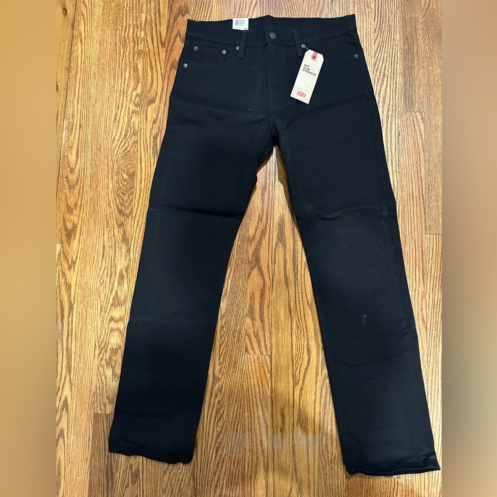 NWT Men’s Black Levi’s 513 Slim Straight Pants Size 32x32